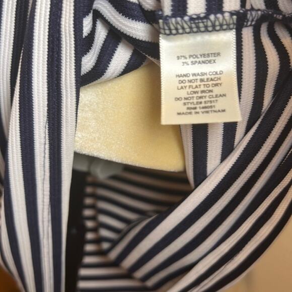 Monteau Navy White‎ Stripe Dress Size L - Picture 6 of 6